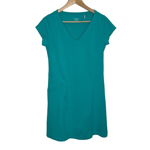 Toad & Co Womens Tech Tomboy Cap Sleeve Dress Small Green Blue Outdoor Hiking - Picture 1 of 10